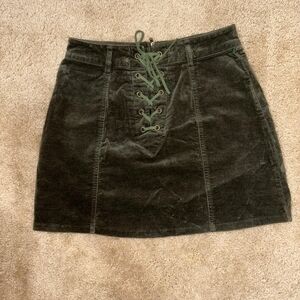 Forever 21 Dark Green Lace-Up Mini Skirt